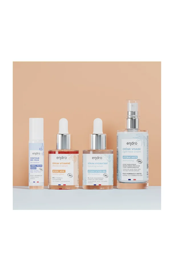 Routine premières rides – Acide hyaluronique & vitamine C – Visage – 4 produits