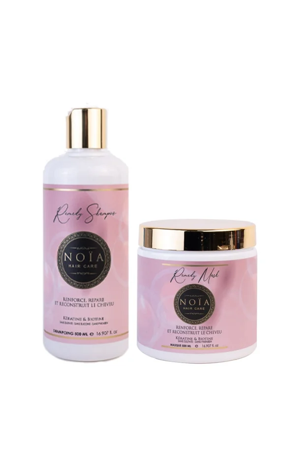Routine renforçante & réparatrice – Kératine & biotine – Cheveux abîmés – 2 x 500 ml