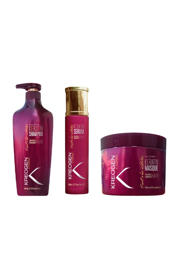 Routine répatrice – Shampoing, masque & sérum – Kératine – Cheveux très secs et abîmés