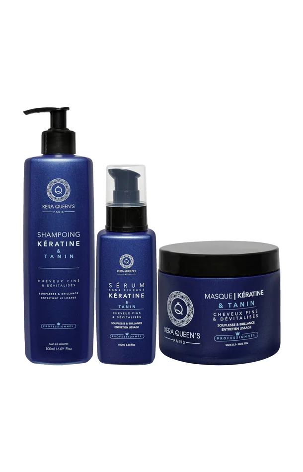 Routine souplesse & brillance – Kératine & tanin – Cheveux fins & dévitalisés