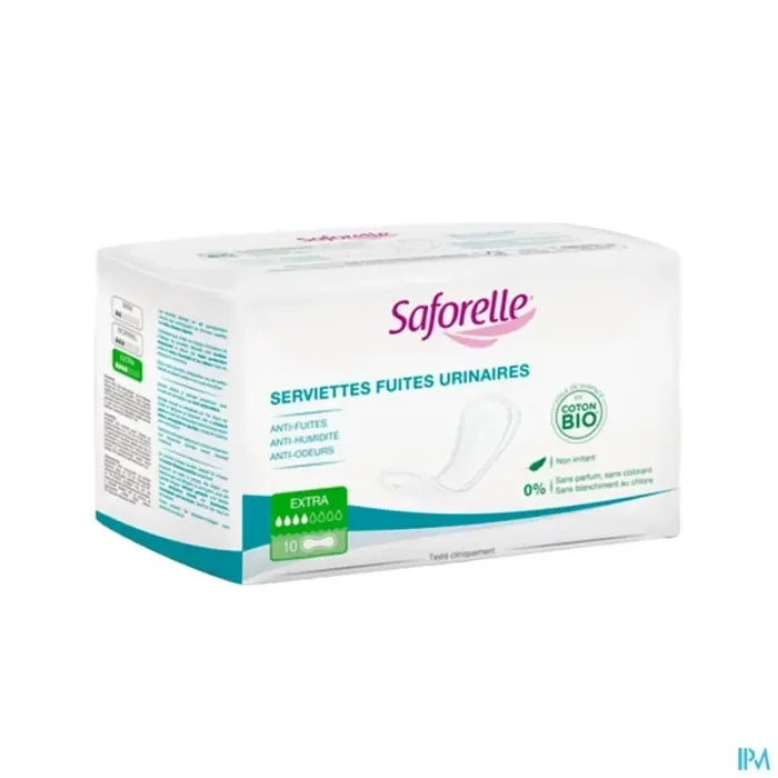 Saforelle serviette fuite urinaire en coton bio femme extra sachet 10