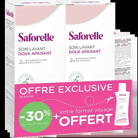 Saforelle Soin Lavant Doux 2 x 500 ml + Soin Lavant Doux Collector 100 ml OFFERT