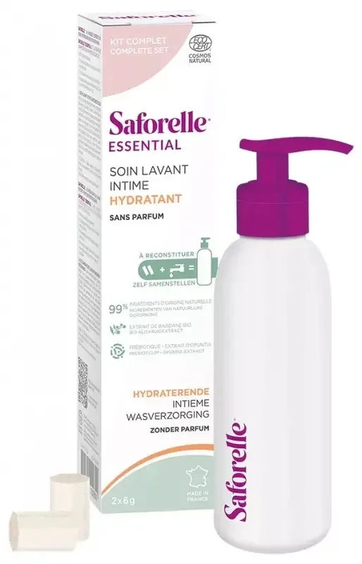 Saforelle Soin Lavant Intime Hydratant à Reconstituer 1 Flacon + 2 Bâtonnets