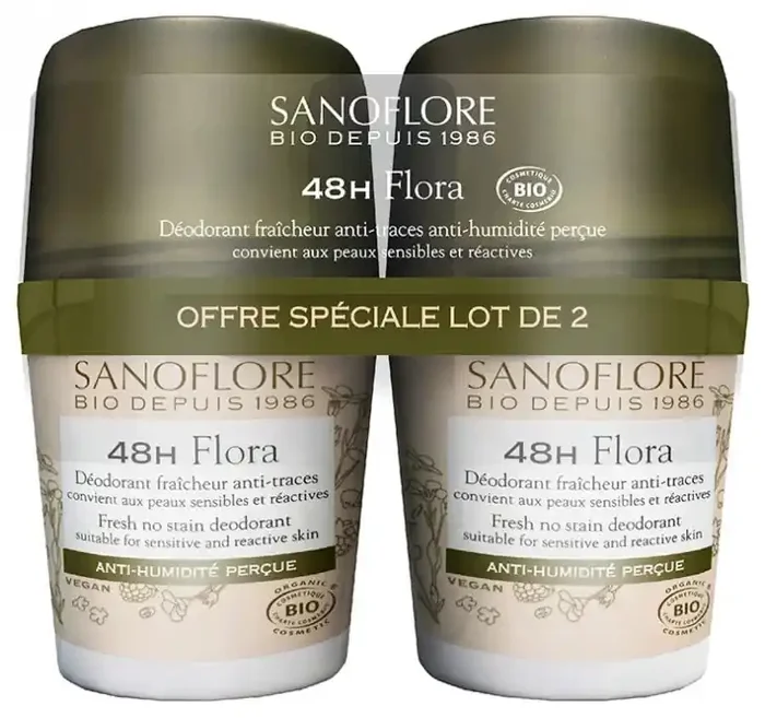 Sanoflore Déodorants Lot*2 Déodorant 48H Flora Efficacité 48H Certifié Bio 50Mlx2