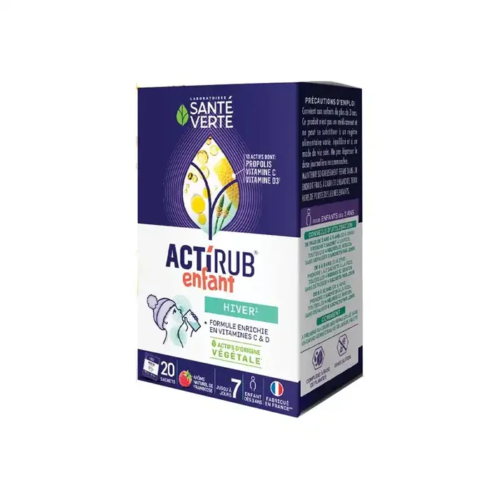 Sante verte actirub sachets enfant gout framboise 20 sachets