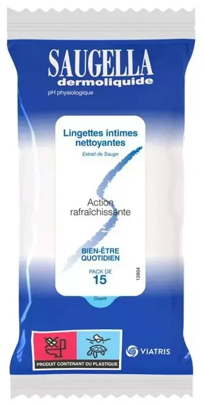 Saugella Dermoliquide Lingettes Intimes 15 Lingettes