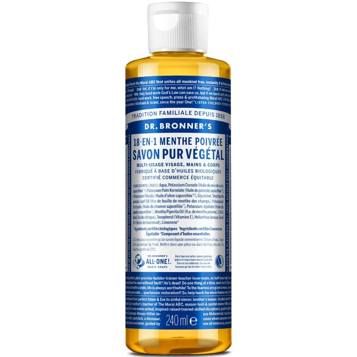Savon liquide Menthe poivrée – Un savon de Castille liquide naturel 18-en-1