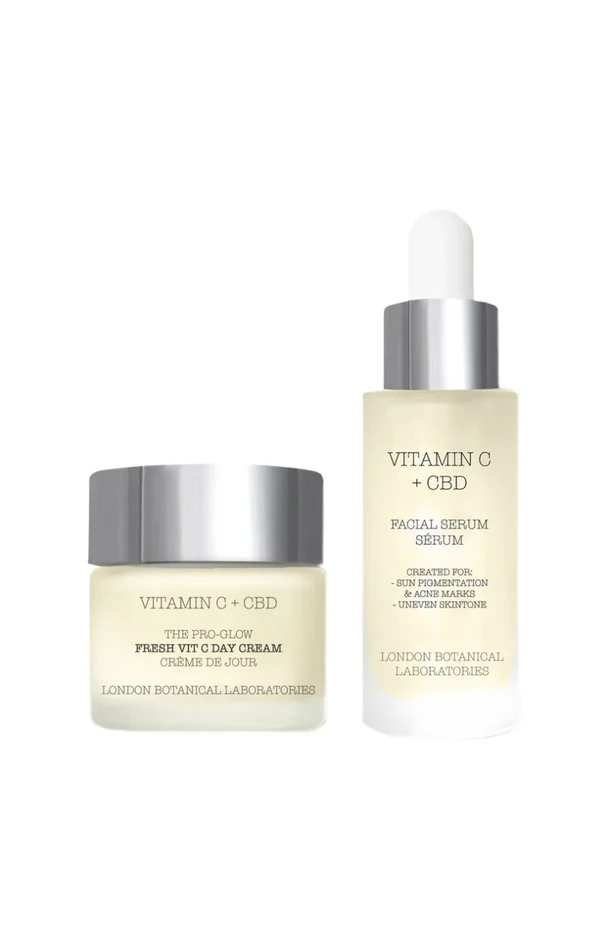 Sérum & crème de jour lissants – Vitamine C & CBD – Visage