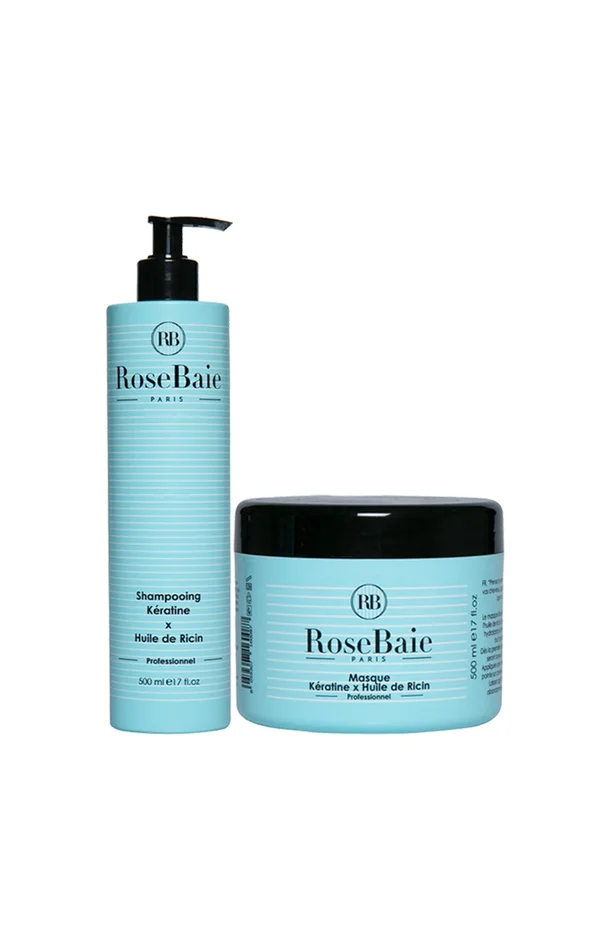 Shampoing & masque – Kératine & huile de ricin – 2 produits