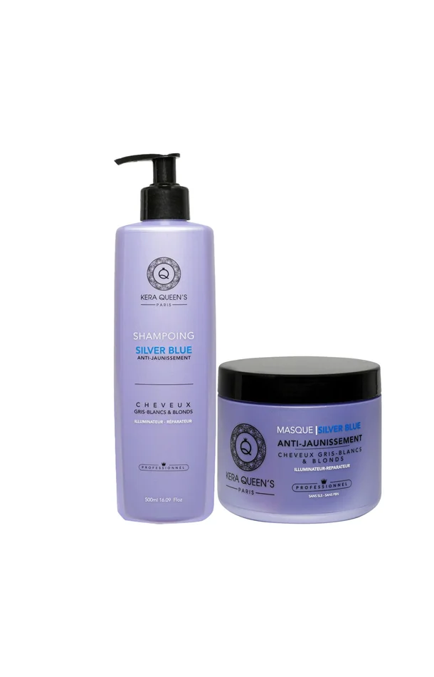 Shampoing & masque anti-jaunissement – Silver blue – Cheveux gris, blancs & blonds – 2 x 500 ml