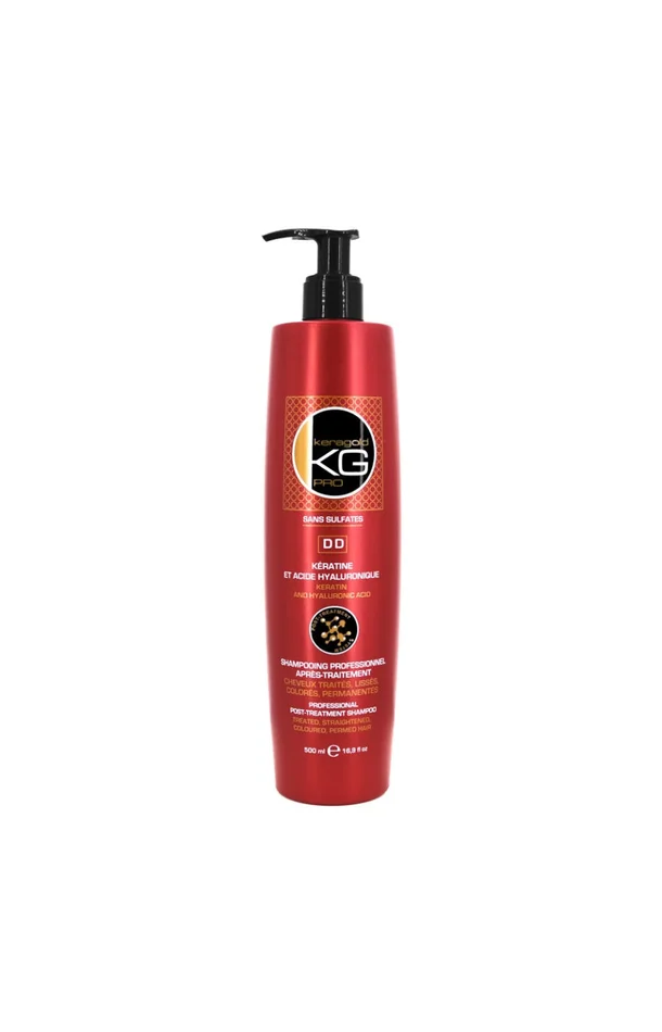Shampoing après-traitement – Kératine & acide hyaluronique – Cheveux colorés et/ou lissés – 500 ml