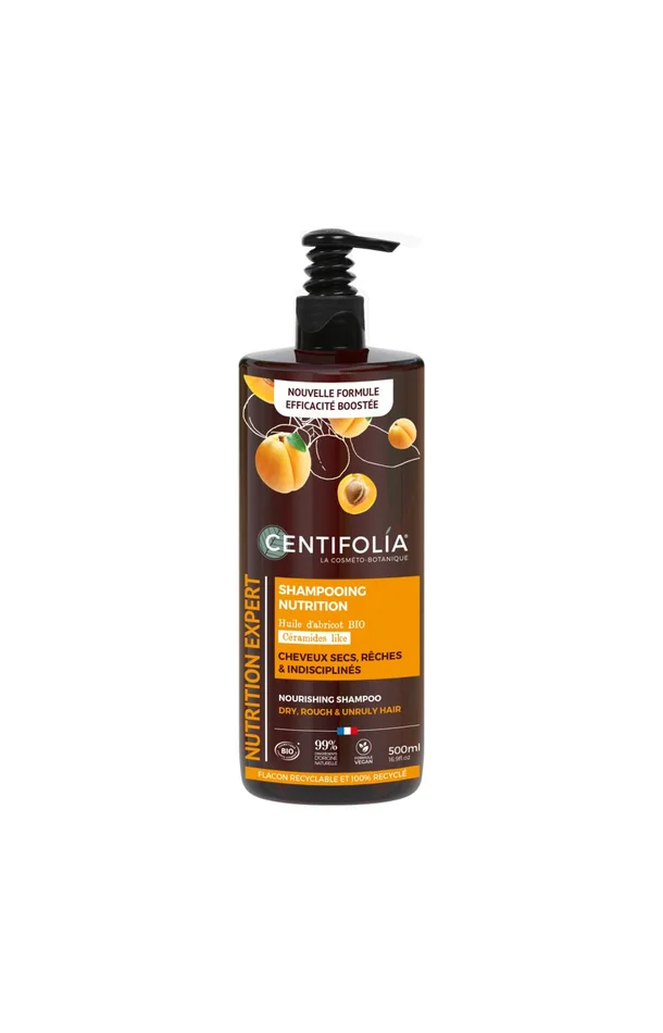 Shampoing nourrissant bio – Huile d’abricot – Cheveux secs, rêches & indisciplinés – 500 ml