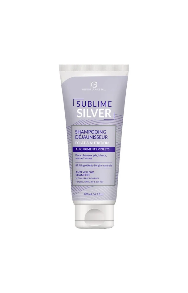 Shampoing violet déjaunisseur – Sublime silver – Cheveux gris, blancs, secs & ternes