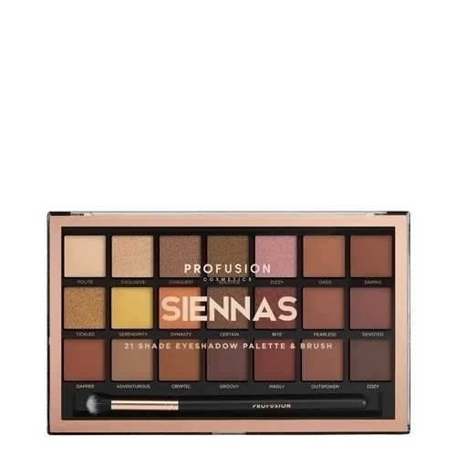 Siennas – Palette 21 fards &agrave; paupi&egrave;res et 1 pinceau