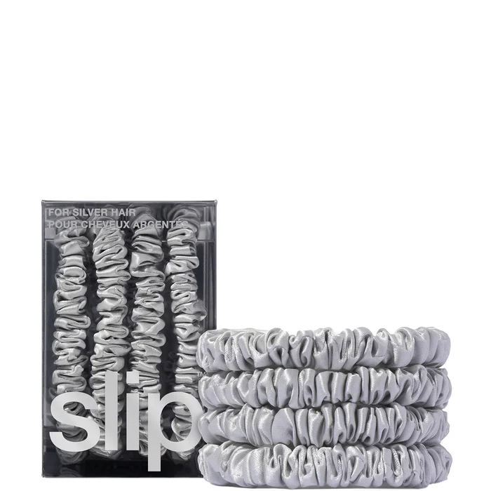 Slip Pure Silk Skinny Scrunchies – Silver