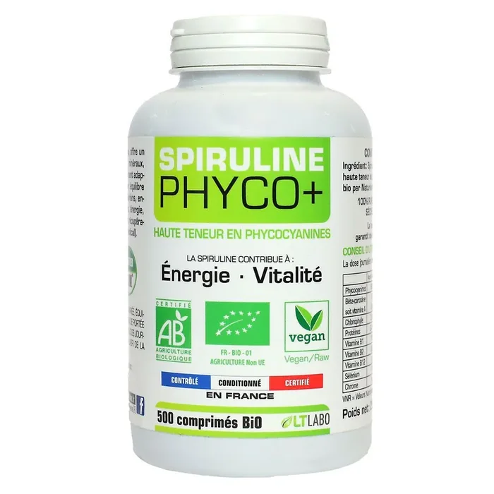 Spiruline Phyco+ bio énergie vitalité 500 comprimés