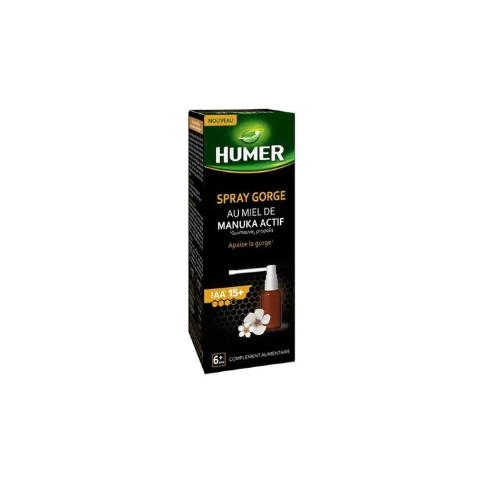SPRAY GORGE AU MIEL DE MANUKA ACTIF IAA 15+ 20ML HUMER