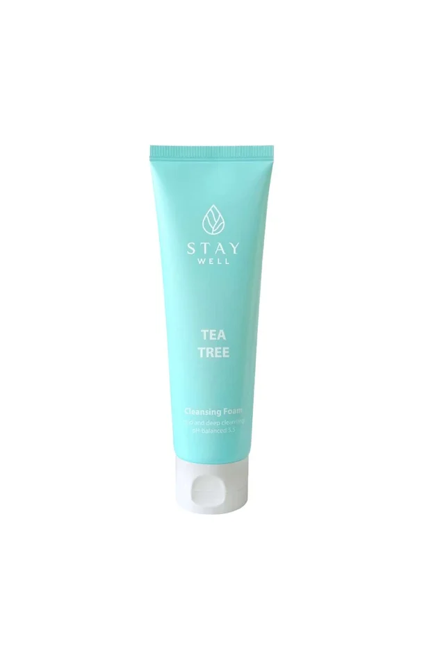 Stay Well – Gel moussant nettoyant & démaquillant – Arbre à thé & feuilles de bambou – Visage