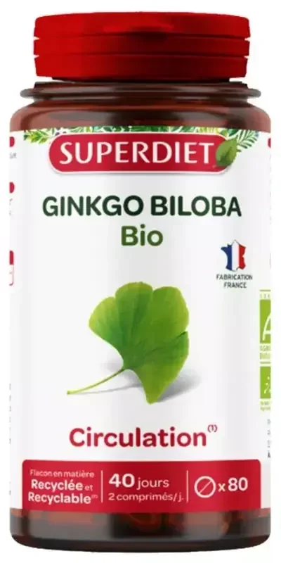 Superdiet Ginkgo Biloba Bio – 80 Comprimés