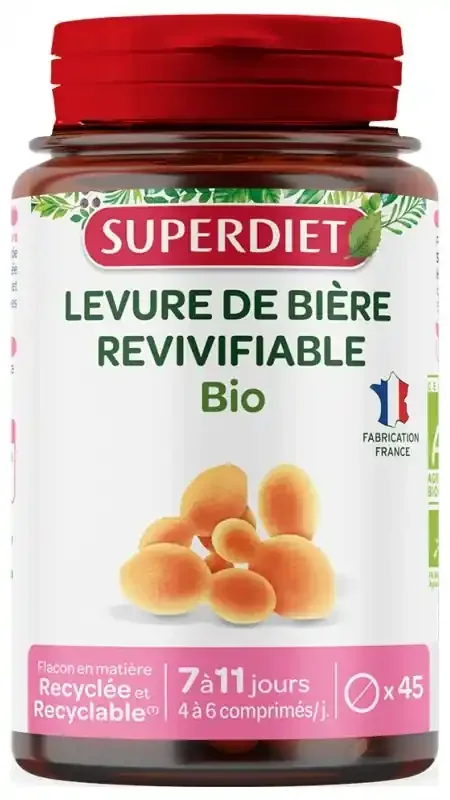 Superdiet Levure de Bière Revivifiable Bio 45 Unités