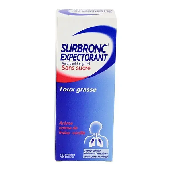 Surbronc Expectorant 6mg – Toux grasse – Arôme Fraise Vanille – Flacon 100ml