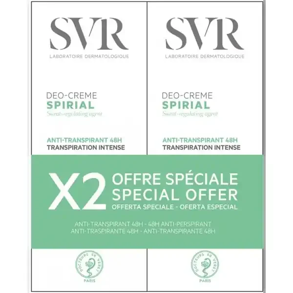 SVR Spirial Déo-Crème Anti-Transpirant 2 x 50 ml