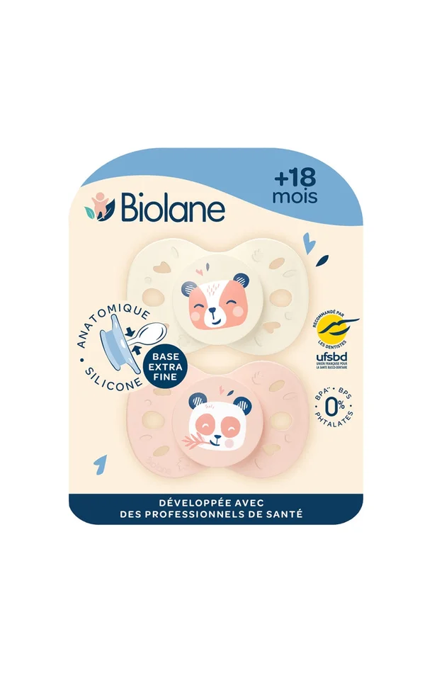 Tétines anatomiques – Animaux – 18 mois & plus – Rose & beige
