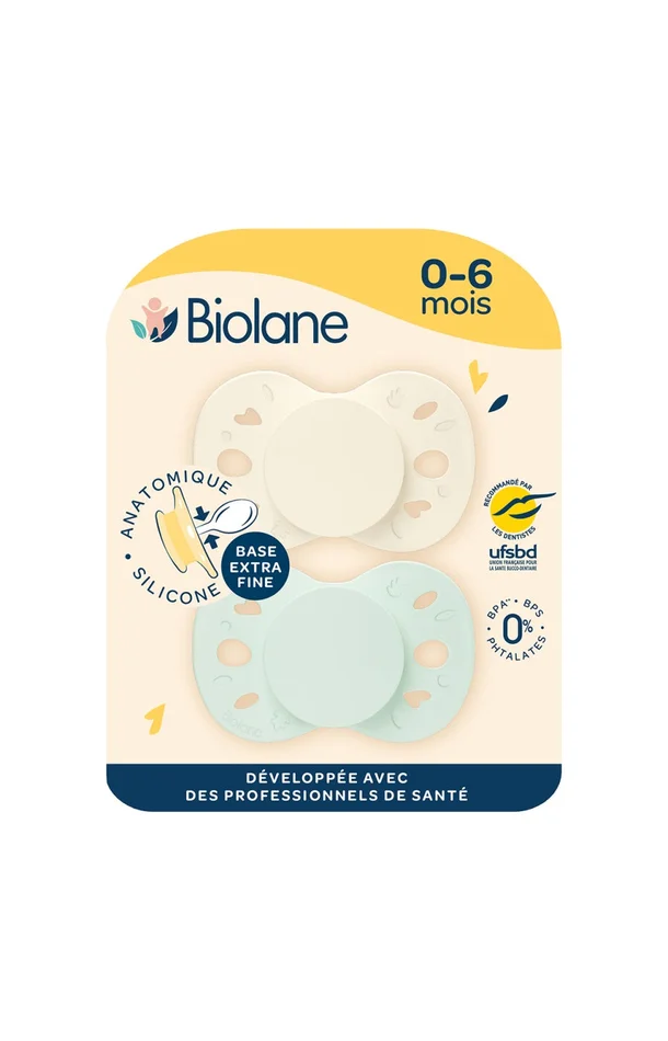 Tétines anatomiques – Essentielle – 0 à 6 mois – Vert & beige