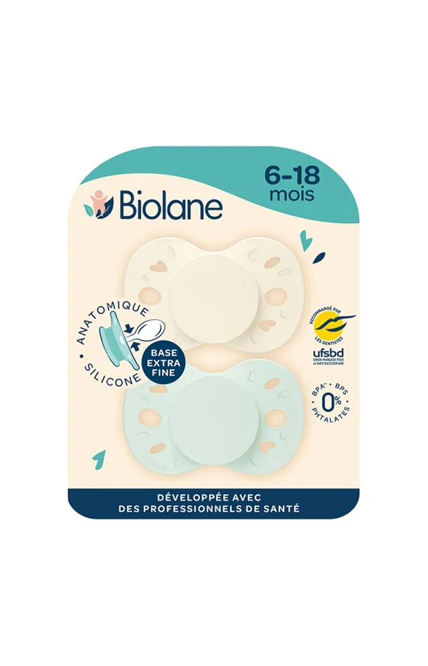 Tétines anatomiques – Essentielle – 6 à 18 mois – Vert & beige