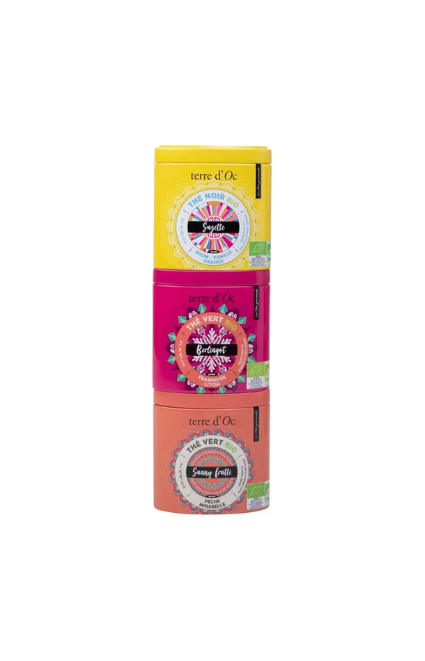 Thés gourmands bio – Suzette, Berlingot & Sunny frutti – 3 unités