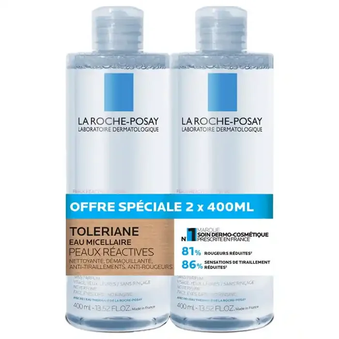 TOLERIANE EAU MICELLAIRE PEAUX REACTIVES 2X400 ML LA ROCHE POSAY