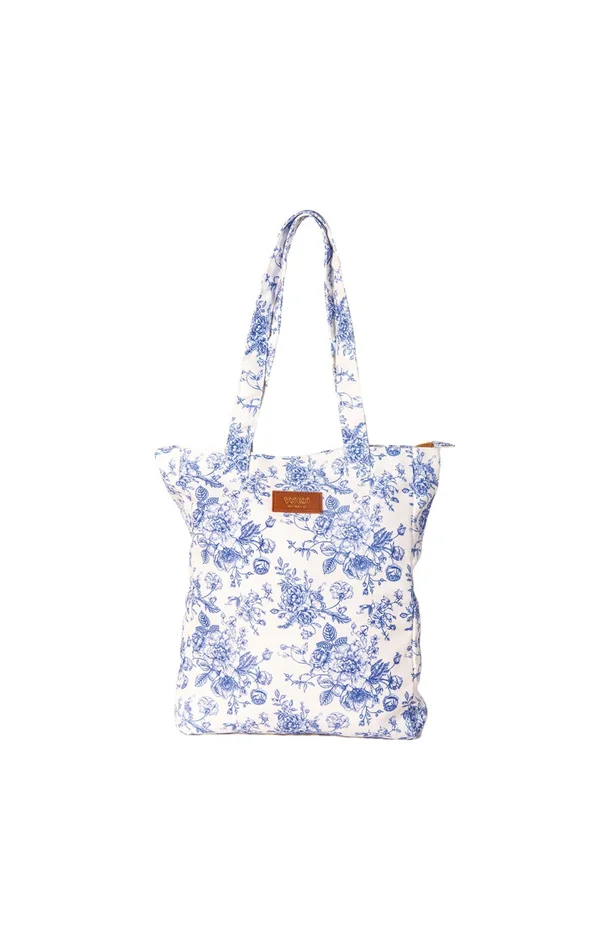Tote bag en toile recyclée – Toile de Jouy-Bleu