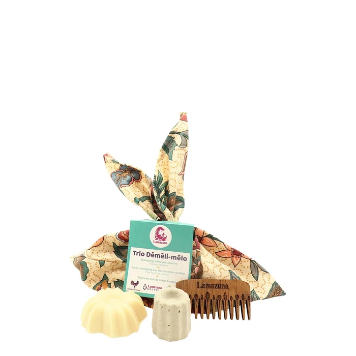 Trio Démêli-Mêlo – Shampooing & Après-Shampooing Solides + Peigne