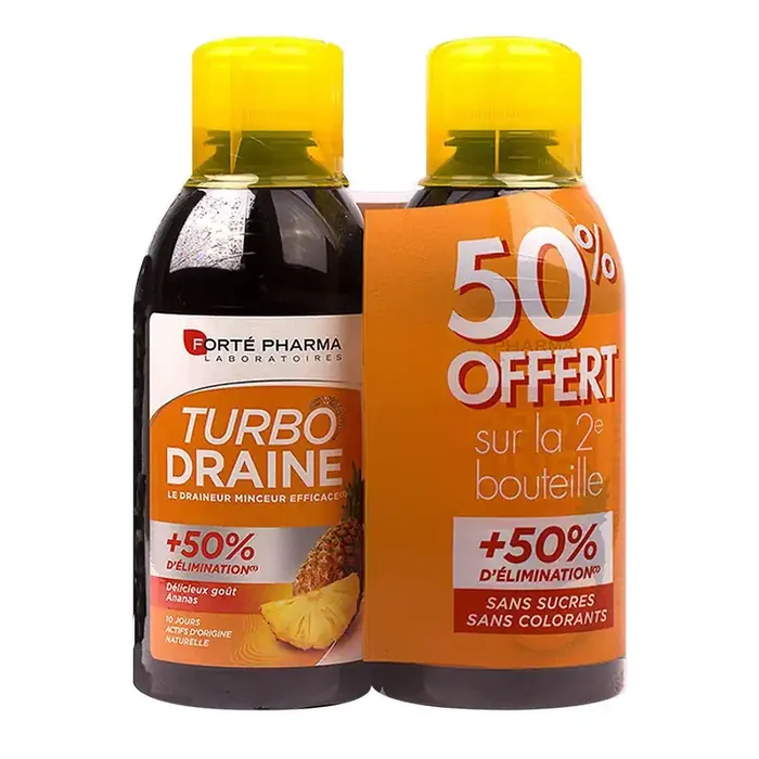Turbodraine solution buvable goût ananas 2x500ml