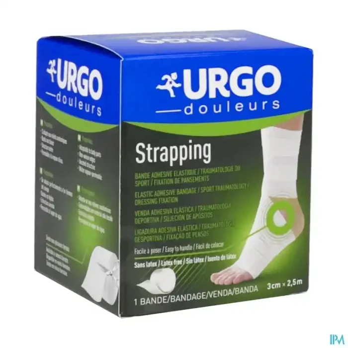 Urgostrapping bande adhesive elastique en longueur hypoallergenique speciale sport 2m5 x 3cm