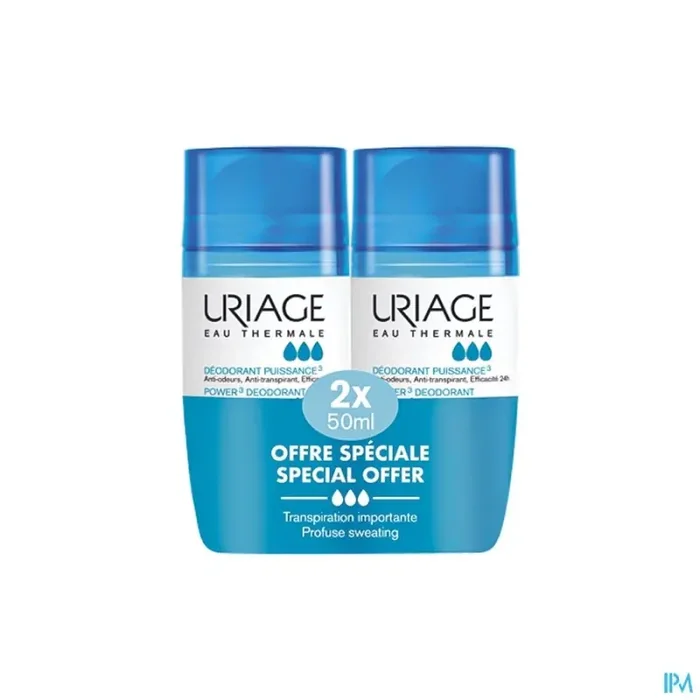 Uriage deodorant puissance 3 roll on 2x50ml