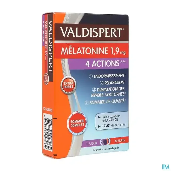 Valdispert melatonine 1mg9 4 actions comprime 30