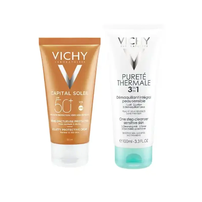 Vichy Capital Soleil Vichy Creme Protectrice SPF50+ Lait Demaquillant 3-en-1 100ml