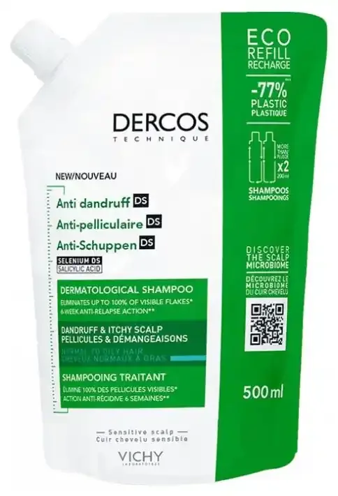 Vichy Dercos Technique Eco-Recharge Antipelliculaire Ds Shampooing Traitant Pellicules & Démangeaisons Cheveux Normaux à Gras 500 ml