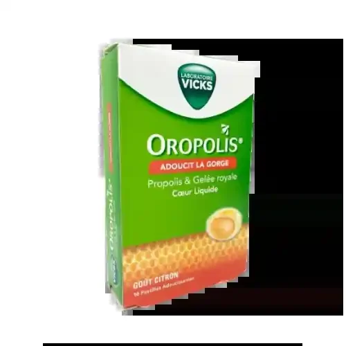 VICKS OROPOLIS Pastilles Adoucissantes Propolis et Gelée Royale Goût Citron – 16 Pastilles Sans Sucre