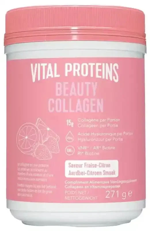 Vital Proteins Beauty Collagen – Beauté Peau Cheveux Ongles – Saveur Fraise/Citron 271 g