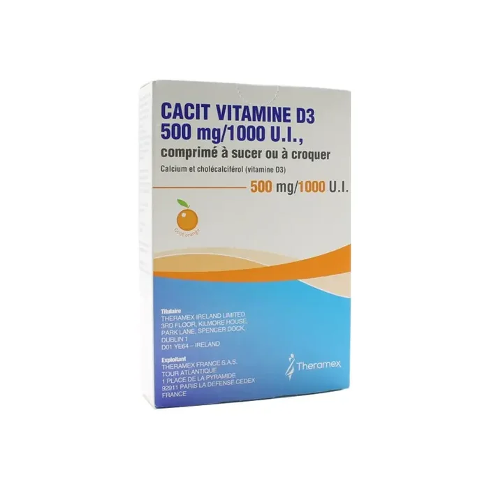 Vitamine D3 500mg/1000 Ui 30 comprimes a sucer ou a croquer