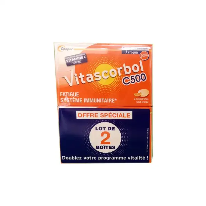 VITASCORBOL C500 LOT DE 2 X 24 COMPRIMES à CROQUER COOPER