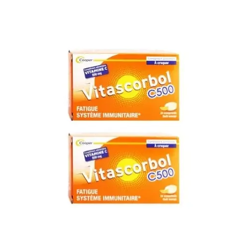 VITASCORBOL C500 Vitamine C 500mg – Lot de 2×24 Comprimés à croquer