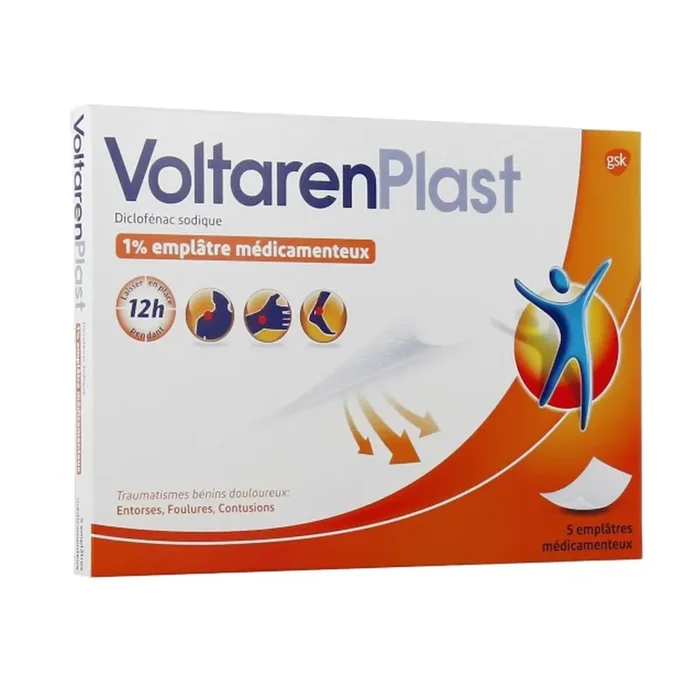 VoltarenPlast 1% – Diclofénac Sodique – 10 Emplâtres médicamenteux