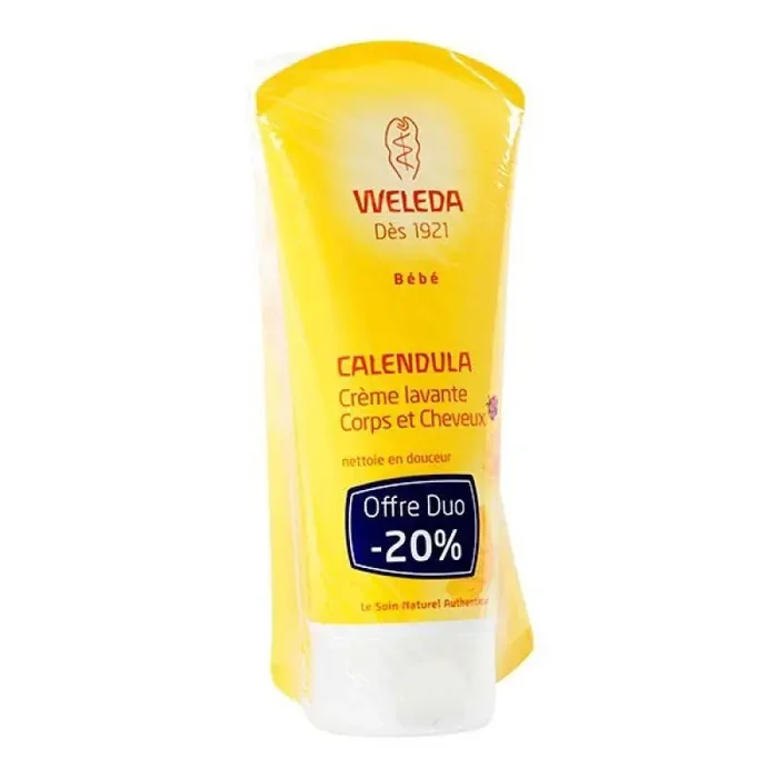 Weleda bébé Crème lavant corps + cheveux au calendula, lot de 2×200 mL