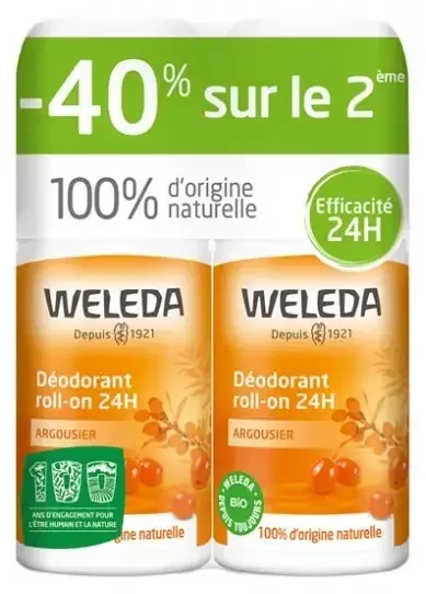 Weleda Duo Déodorant Roll-On 24H Argousier – 2 X 50 ml