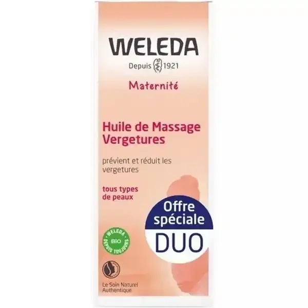 Weleda Maternité Huile de Massage Vergetures Flacon-Pompe 2 x 100 ml