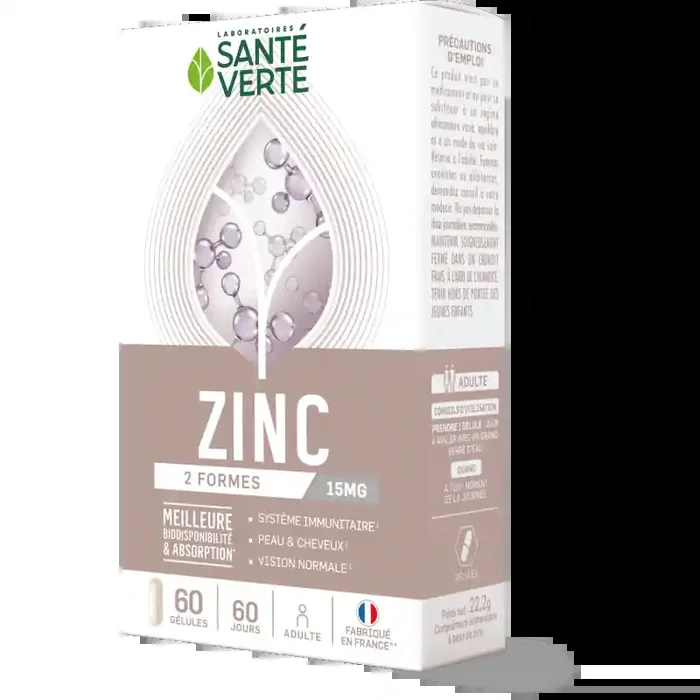 ZINC 15MG 60 GELULES SANTE VERTE